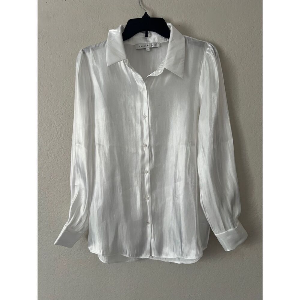 Like New! Endless Rose White Frosted Button Down Trendy Shirt in Size S